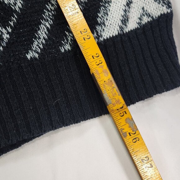 Vintage Geometric Sweater with Leather Details Large - Picture 4 of 4